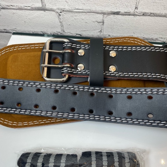 Premium Leather Black Leather Weightlifting Power Lifting Belt size Large NWT - Picture 5 of 7